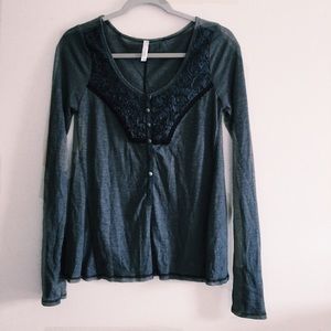 Grey & blue free people top